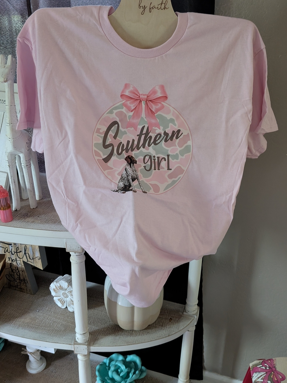 Gildan Pink "Southern Girl" Graphic Tee with Bow